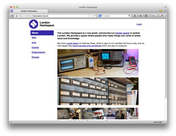 London Hackspace Website - Before
